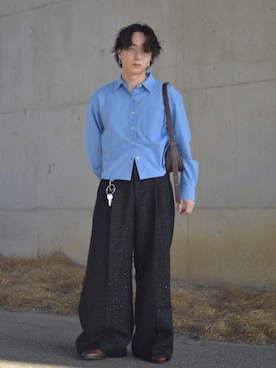 「アイテム（メガネ）」を使った、熊谷一平さん（メンズ・165cm）の秋コーディネート