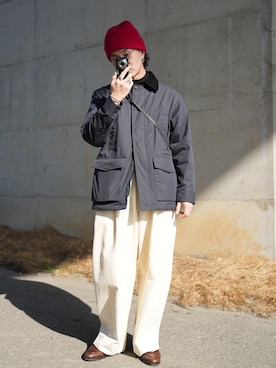 「アイテム（チノパンツ）」を使った、熊谷一平さん（メンズ・165cm）の冬コーディネート