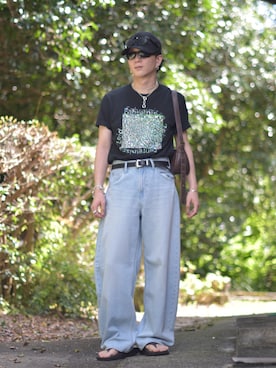 「CLANE（クラネ）のアイテム」を使った、熊谷一平さん（メンズ・165cm）の夏コーディネート