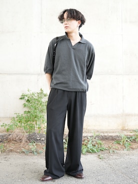「UNIQLO（ユニクロ）のアイテム（スラックス）」を使った、熊谷一平さん（メンズ・165cm）の秋コーディネート