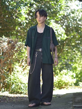 「muleboy（ミュールボーイ）のアイテム（シューズ）」を使った、熊谷一平さん（メンズ・165cm）の夏コーディネート