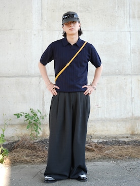 「SINSS（シンス）のアイテム（パンツ）」を使った、熊谷一平さん（メンズ・165cm）の夏コーディネート