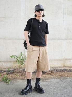「アイテム（バッグ）」を使った、熊谷一平さん（メンズ・165cm）の夏コーディネート