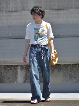 「アイテム（キーケース/キーアクセサリー）」を使った、熊谷一平さん（メンズ・165cm）の夏コーディネート