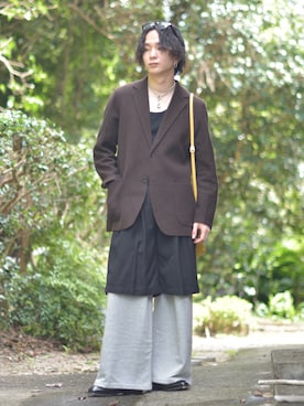 「アイテム（テーラードジャケット）」を使った、熊谷一平さん（メンズ・165cm・20代）の秋コーディネート