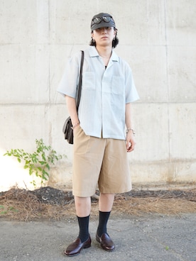 「Perushu（ペルーシュ）のアイテム」を使った、熊谷一平さん（メンズ・165cm）の夏コーディネート