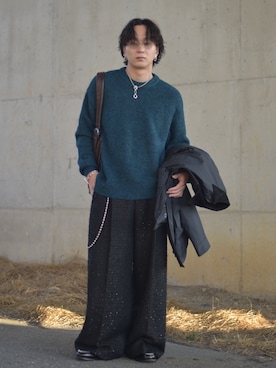 「アイテム（スラックス）」を使った、熊谷一平さん（メンズ・165cm・20代）の秋コーディネート