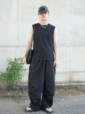 「YArKA（ヤーカ）のアイテム」を使った、熊谷一平さん（メンズ・165cm）の夏コーディネート