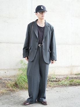 「SINSS（シンス）のアイテム（ベルト）」を使った、熊谷一平さん（メンズ・165cm）の秋コーディネート