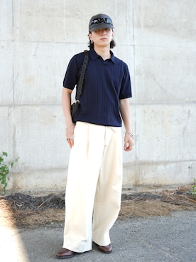 「SINSS（シンス）のアイテム」を使った、熊谷一平さん（メンズ・165cm）の夏コーディネート