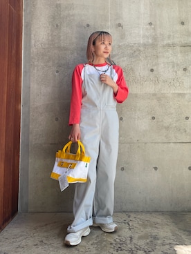 「UNIVERSAL OVERALL（ユニバーサルオーバーオール）のアイテム（サロペット/オーバーオール）」を使った、カノンさん（レディース・153cm）の夏コーディネート