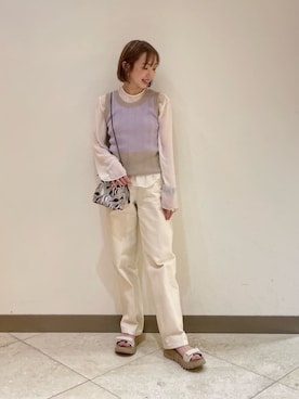 「ESLOW（エスロー）のアイテム」を使った、山田　オデット エ オディール スタッフさん（レディース・160cm）の夏コーディネート