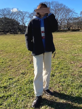 「niko and...（ニコアンド）のアイテム（ノーカラージャケット）」を使った、𝚜𝚎𝚗🌷さん（レディース・158cm）の冬コーディネート