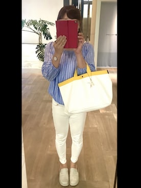 「アイテム（ローファー、グリーン系）」を使った、sayanoさん（レディース・163cm）の夏コーディネート