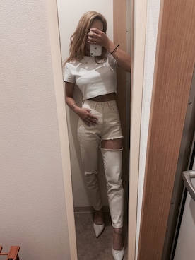 「GYDA（ジェイダ）のアイテム（チノパンツ）」を使った、未彩さん（レディース・156cm）の夏コーディネート