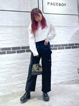 「PBLIM（ページボーイリム）のアイテム（ブーツ）」を使った、おかゆさん（レディース・161cm）の冬コーディネート