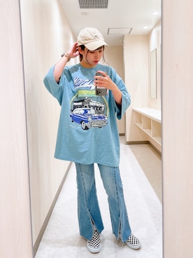 「PAGEBOY」｜「アイテム（スリッポン）」を使った、おかゆさん（レディース・161cm）の夏コーディネート