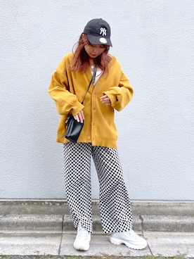 「チェック柄に恋してる」｜「アイテム（キャップ）」を使った、おかゆさん（レディース・161cm）の春コーディネート