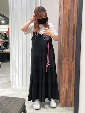 「GU（ジーユー）のアイテム（サロペット/オーバーオール）」を使った、おかゆさん（レディース・161cm）の秋コーディネート