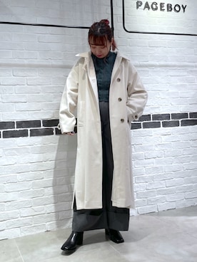 「PAGEBOY（ページボーイ）のアイテム（チェスターコート）」を使った、おかゆさん（レディース・161cm）の春コーディネート
