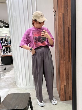 「キャップ女子」｜「アイテム（スリッポン）」を使った、おかゆさん（レディース・161cm）の秋コーディネート