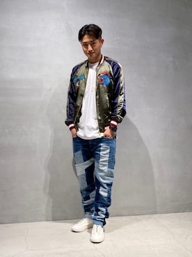 「DIESEL（ディーゼル）のアイテム（スタジャン）」を使った、Seanさん（メンズ・172cm）の夏コーディネート