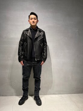 「DIESEL（ディーゼル）のアイテム（ライダースジャケット）」を使った、Seanさん（メンズ・172cm）の秋コーディネート