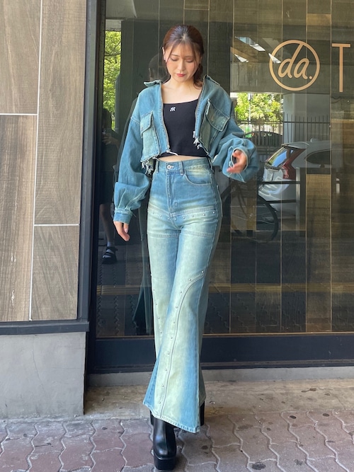 セール】3Dポケットデザインデニムショートジャケット（デニム