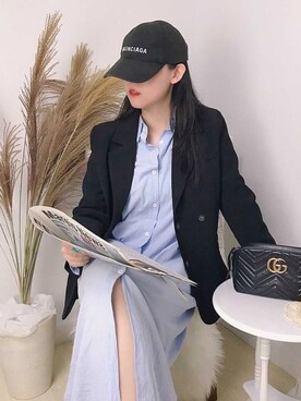 「西裝外套」｜「アイテム（シャツワンピース）」を使った、Crp.s.L🌙さん（レディース・158cm）の秋コーディネート