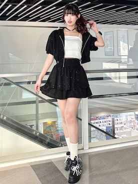「アイテム（セットアップ）」を使った、愛琉さん（レディース・158cm）の春コーディネート