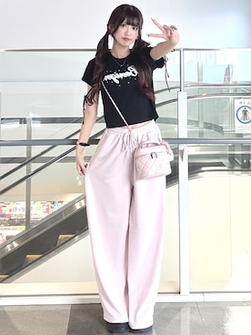 「アイテム（セットアップ）」を使った、愛琉さん（レディース・158cm）の夏コーディネート