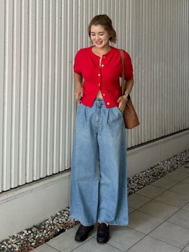 「Ungrid（アングリッド）のアイテム（トートバッグ）」を使った、郷右近めいさん（レディース・169cm）の秋コーディネート