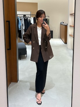「LOUNGEDRESS（ラウンジドレス）の【Lサイズも登場！】ポンチZIPタイトスカート（スカート、ブラック系）」を使った、Fukuda Hinakoさん（レディース・159cm）の春コーディネート