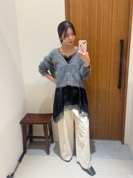 「アイテム（チノパンツ）」を使った、Fukuda Hinakoさん（レディース・159cm）の冬コーディネート