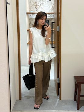 「GALENA（LOUNGEDRESS）（ガレナ）のアイテム」を使った、Fukuda Hinakoさん（レディース・159cm）の夏コーディネート