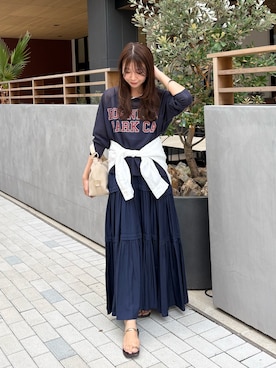 「ロゴニット」｜Fukuda Hinakoさん（レディース・159cm）の春コーディネート