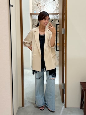 「レースキャミソール」｜Fukuda Hinakoさん（レディース・159cm）の夏コーディネート