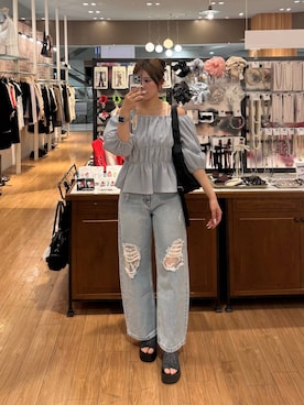 「LOWRYS FARM（ローリーズファーム）のアイテム（ショルダーバッグ）」を使った、miiiyugramさん（レディース・165cm）の夏コーディネート