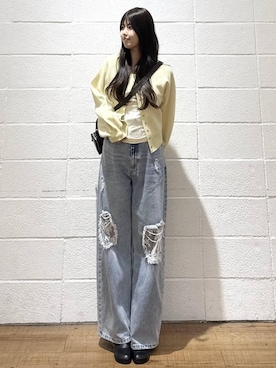 「LOWRYS FARM（ローリーズファーム）のレースデニム　601055（デニムパンツ、ブルー系）」を使った、saaaki0217さん（レディース）の春コーディネート
