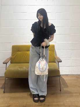 「LOWRYS FARM（ローリーズファーム）のＢＡＧハンドルコード　1009803（その他小物、ブルー系）」を使った、saaaki0217さん（レディース）の夏コーディネート