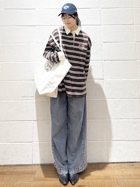 「LOWRYS FARM（ローリーズファーム）のイージーバギーデニム　601067（デニムパンツ、ブルー系）」を使った、saaaki0217さん（レディース）の春コーディネート