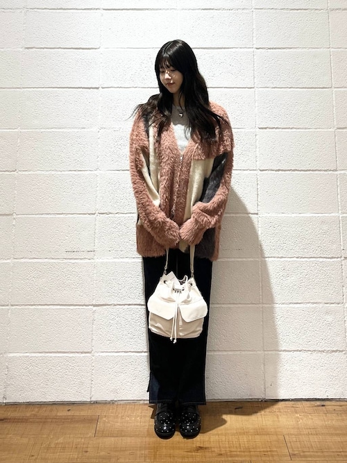 LOWRYS FARM シャギーZIPカーディガン LOWRYS FARM カーディガン シャギーZIPカーディガンロング