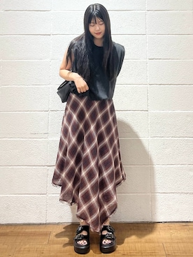 「LOWRYS FARM（ローリーズファーム）のバルーンプルオーバーフレンチスリーブ　574769（Tシャツ/カットソー）」を使った、saaaki0217さん（レディース・160cm）の夏コーディネート