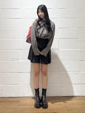 「LOWRYS FARM（ローリーズファーム）のビックボウタイチェックシャツ  573050（シャツ/ブラウス）」を使った、saaaki0217さん（レディース・160cm）の秋コーディネート