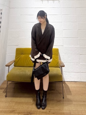 「LOWRYS FARM（ローリーズファーム）の【500mlペットボトル収納可】フラップショルダーＢＡＧ 1046881（ショルダーバッグ、ブラック系）」を使った、saaaki0217さん（レディース）の秋コーディネート