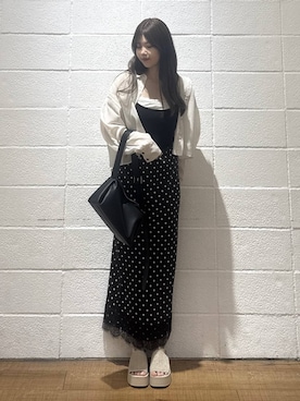 「LOWRYS FARM（ローリーズファーム）のシアーシャツＬＳ  605853（シャツ/ブラウス、ホワイト系）」を使った、saaaki0217さん（レディース）の夏コーディネート