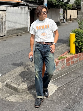 「RRL（ダブル アール エル）のアイテム」を使った、岡本幸大さん（メンズ・172cm）の夏コーディネート