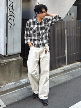 「アイテム（ブーツ）」を使った、岡本幸大さん（メンズ・172cm）の春コーディネート