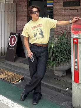 「RRL(ダブル アール エル)のアイテム」を使った、岡本幸大さん(メンズ・172cm)の夏コーディネート