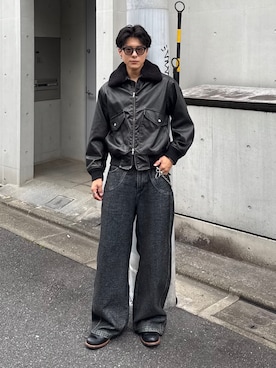 「アイテム（サングラス）」を使った、岡本幸大さん（メンズ・172cm）の秋コーディネート